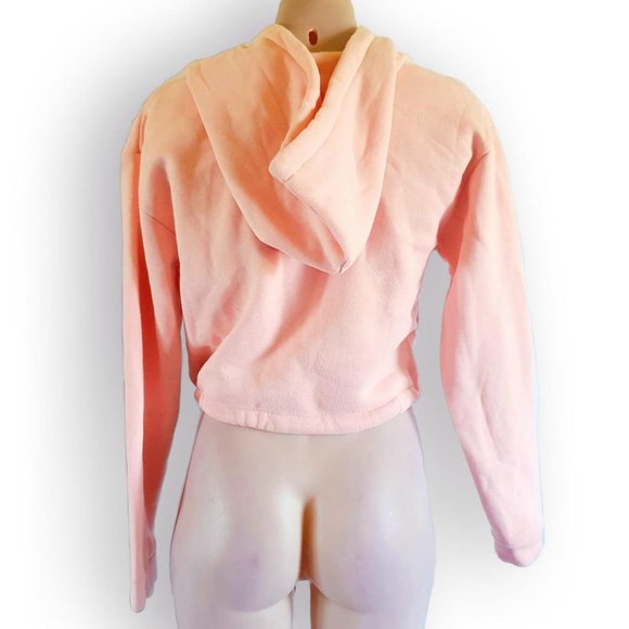 Y2k, pale / pastel / baby pink, cropped, hooded, 3/4 sleeve, jumper fits AU 8-12 - Picture 12 of 12